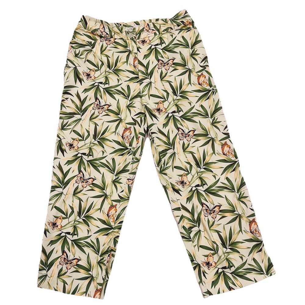 Charter Club Katherine Fit Cropped Botanical Butterfly Print Size 8 Capri Pants